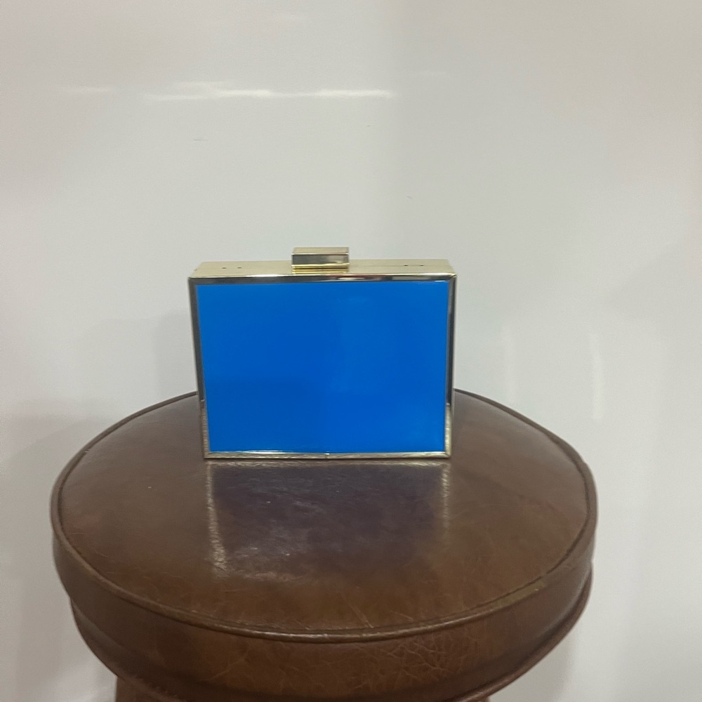 River Island Blue and Gold Clutch